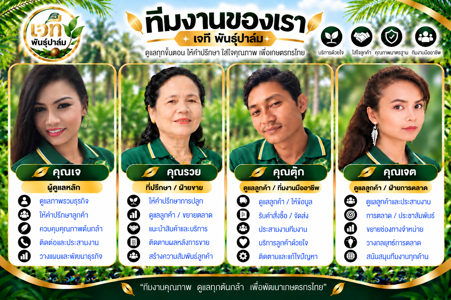 ทีมงาน เจที พันธุ์ปาล์ม: คุณเจ คุณรวย คุณตุ๊ก และคุณเจต